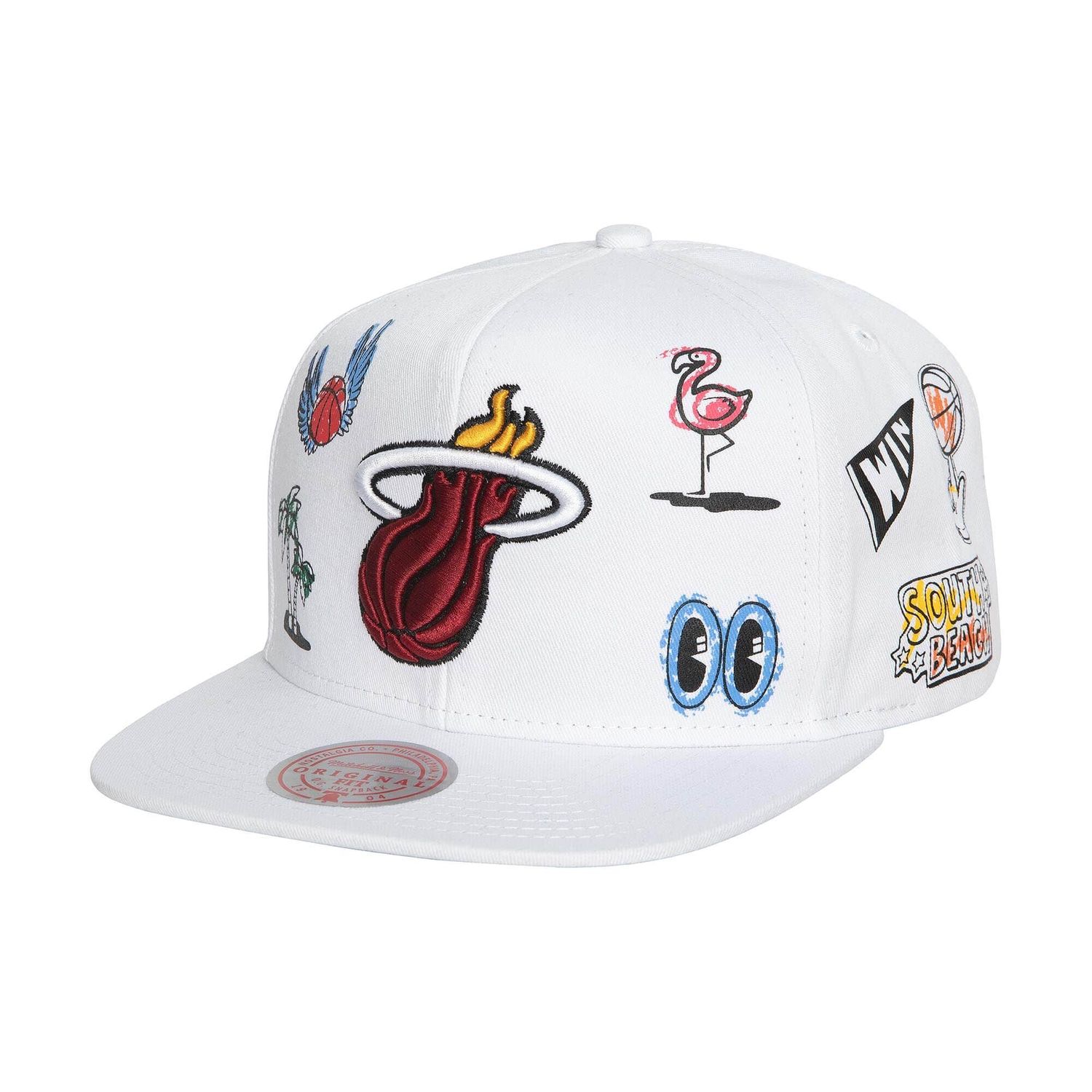 M&N NBA Miami Heat Hand Drawn Snapback Cap