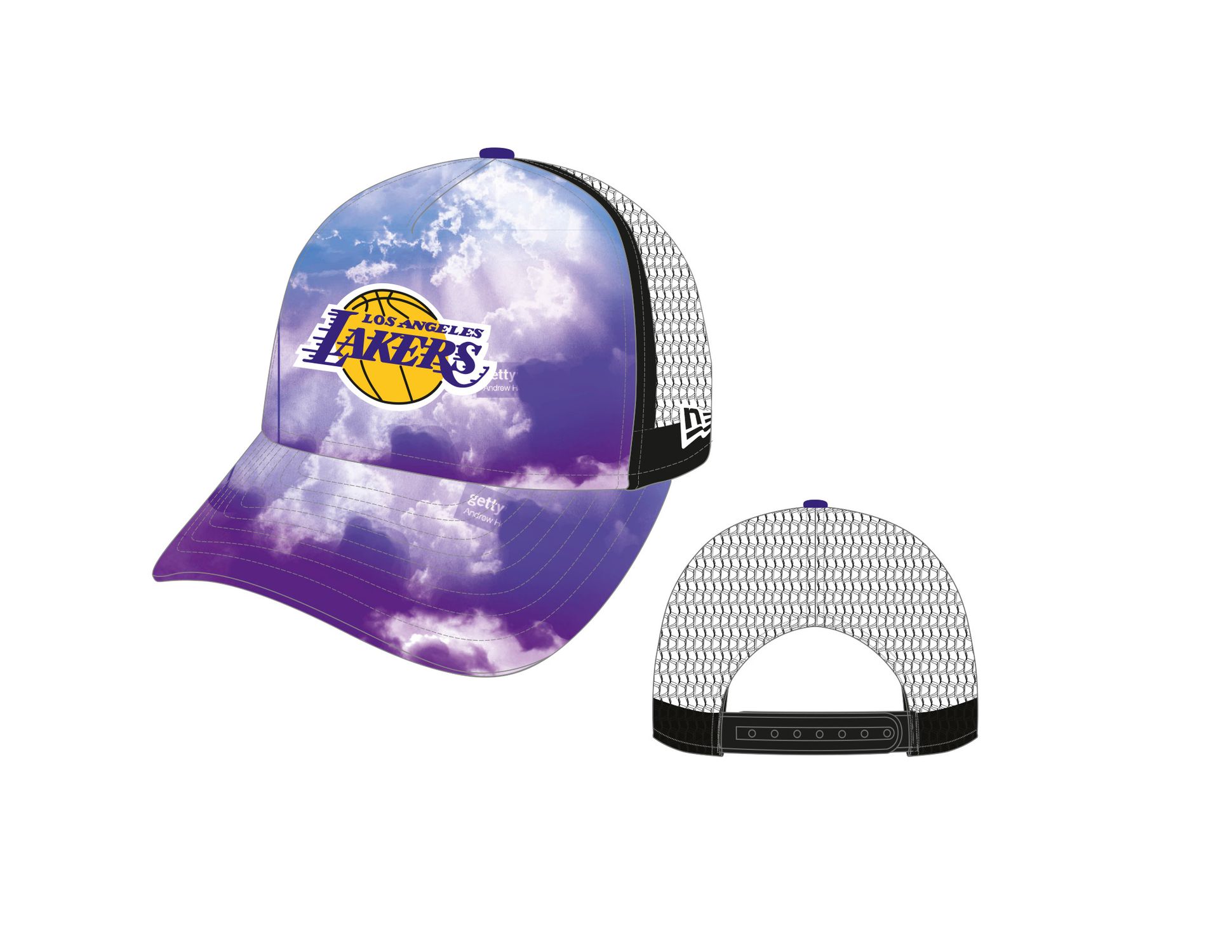 New Era Los Angeles Lakers AOP Cloud Trucker Cap